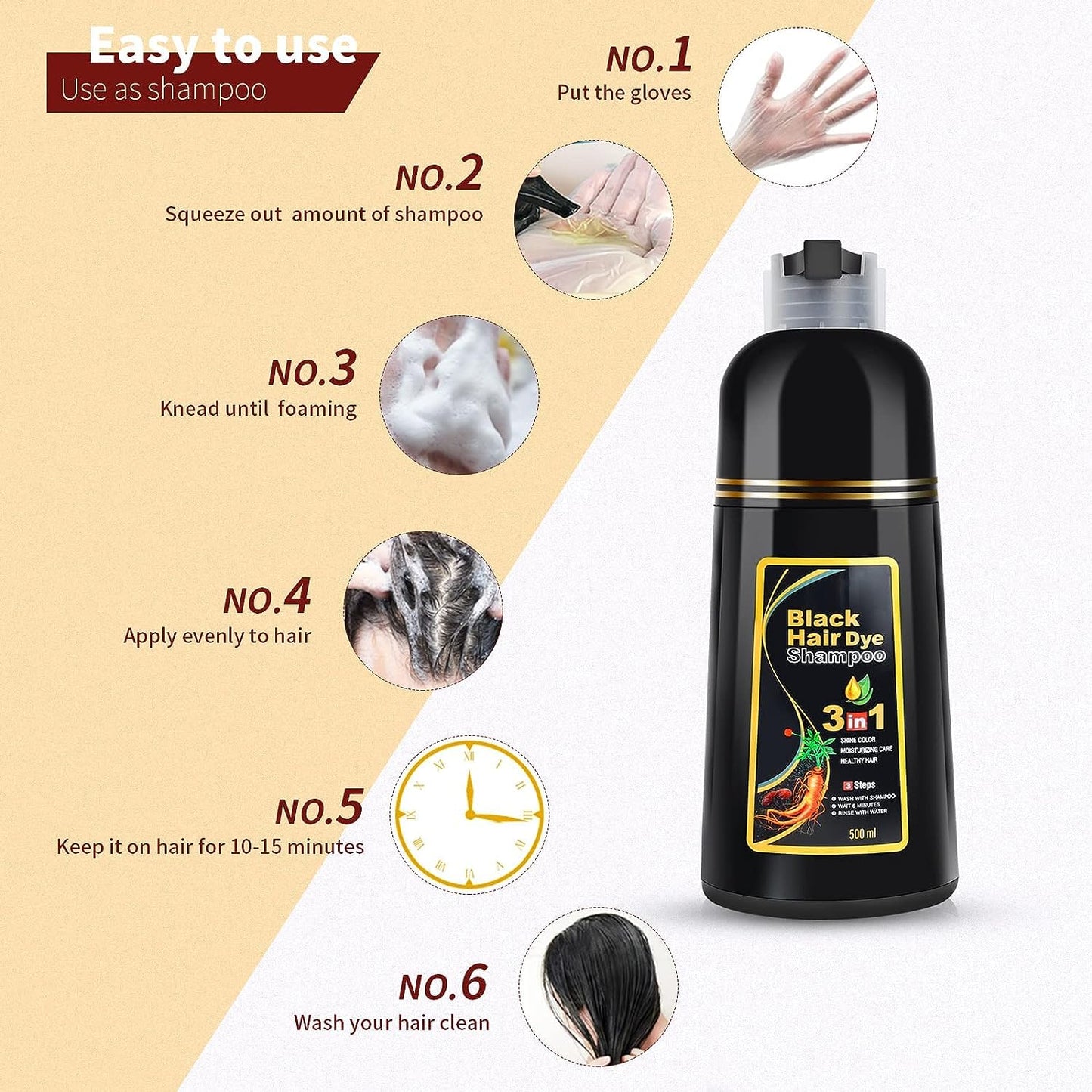 BLOSDREAM Black Hair Shampoo 3 in 1-100ml