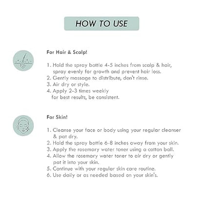 Rosemary Water, Hair Spray For Regrowth (Pack of 3 Bottle & 1 Sprayer)