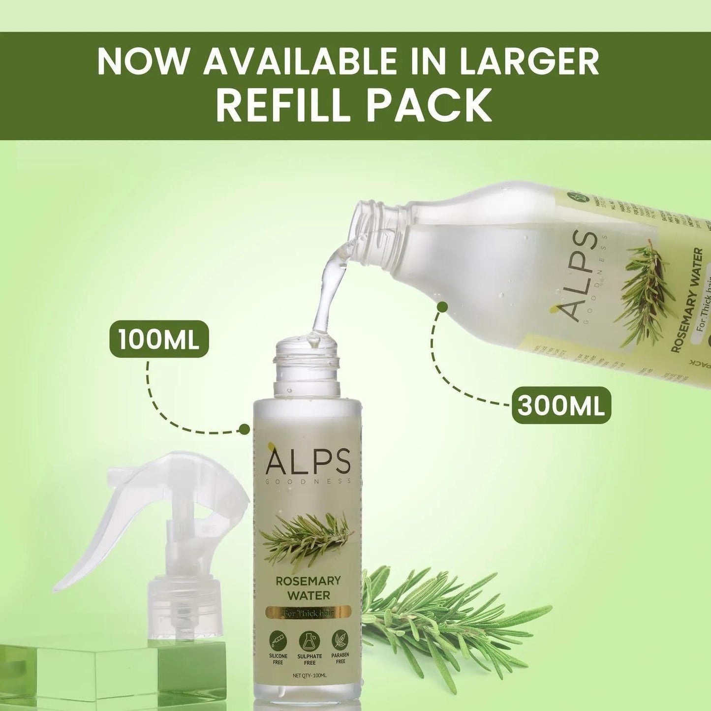 Rosemary Water, Hair Spray For Regrowth (Pack of 3 Bottle & 1 Sprayer)
