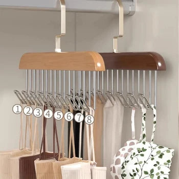 Multifunctional Wooden Hanger with Metal Hooks (Pack of 1)