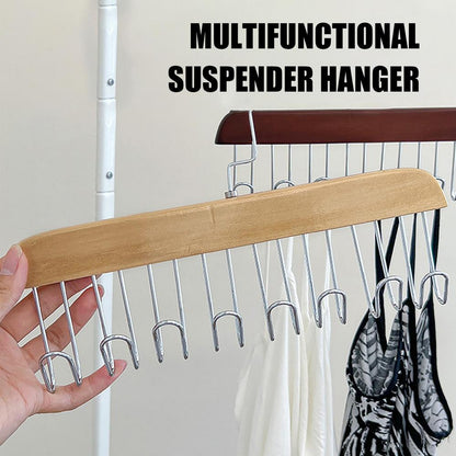 Multifunctional Wooden Hanger with Metal Hooks (Pack of 1)