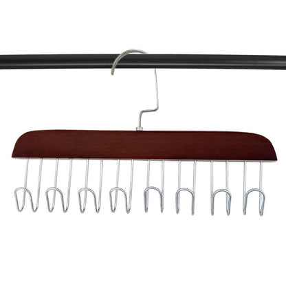 Multifunctional Wooden Hanger with Metal Hooks (Pack of 1)