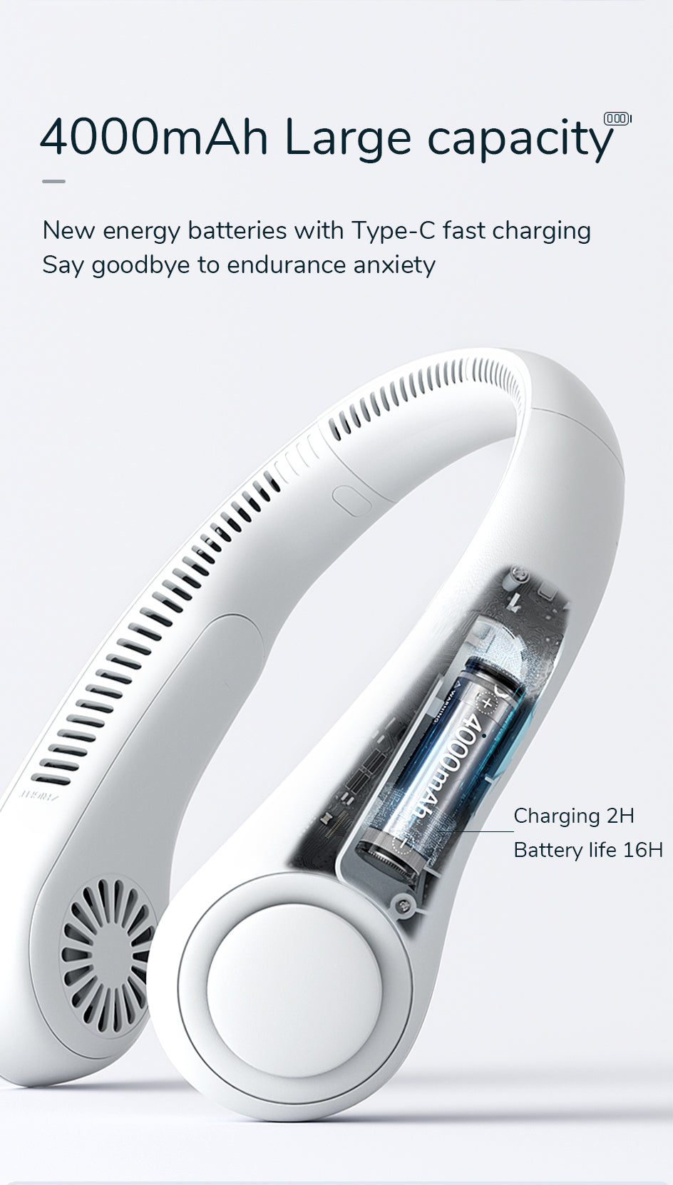Portable Bladeless Hanging Rechargeable Neck Fan