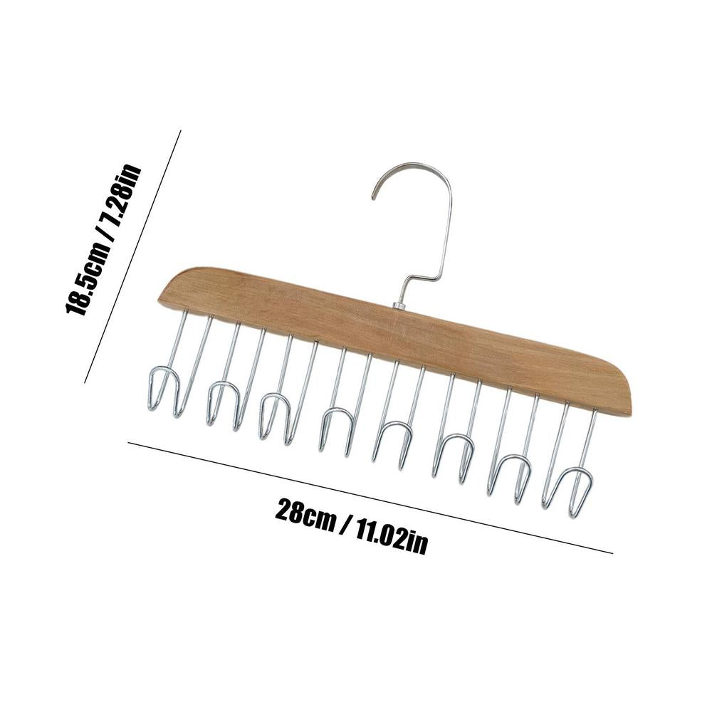 Multifunctional Wooden Hanger with Metal Hooks (Pack of 1)