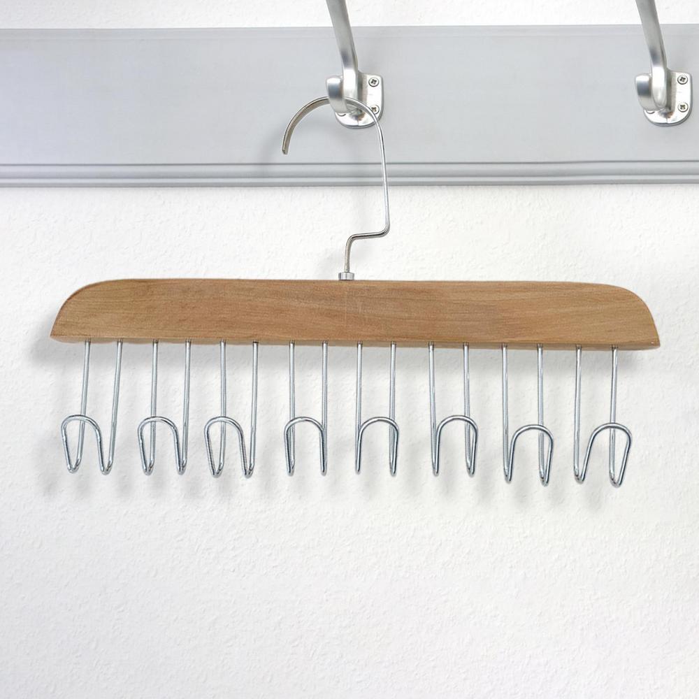 Multifunctional Wooden Hanger with Metal Hooks (Pack of 1)
