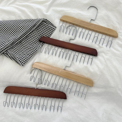 Multifunctional Wooden Hanger with Metal Hooks (Pack of 1)