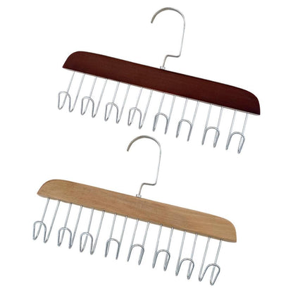 Multifunctional Wooden Hanger with Metal Hooks (Pack of 1)