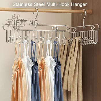 Multifunctional Wooden Hanger with Metal Hooks (Pack of 1)